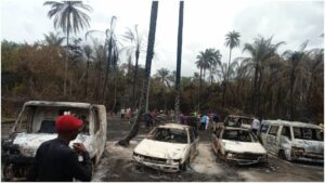 Scene of Imo explosion with burnt vehicles