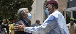 UN Photo: UN Secretary-General António Guterres (left) is received by the Nigerien President Mohamed Bazoum, in the capital of Niger, Niamey