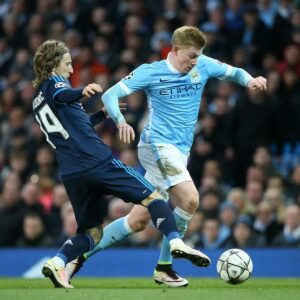 Action from Real Madrid versus Manchester City second leg UEFA cup semi final game