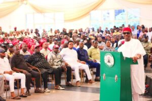 Governor Nyesom Ezenwo Wike, addressing Rivers' elders and stakeholders during a grand reception organised in Port Harcourt on Monday to welcome him back from Abuja after the PDP presidential primary.