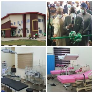Governor Sanwo-Olu Commissioning the 80-bed hospital constructed by Office of the Senior Special Assistant to the President on Sustainable Development Goals in Lagos State University, LASU recently