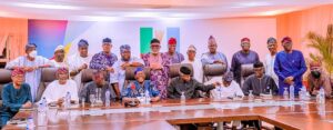 Chief Bisi Akande speaking after meeting of APC presidential aspirants in Lagos on Friday