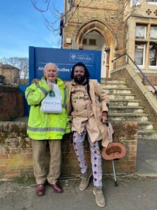 Professor James Currey and Onyeka Nwelue at the African Studies Centre, University of Oxford.