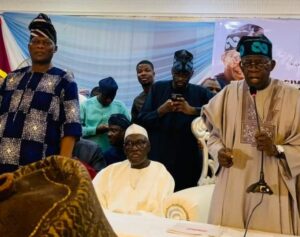 Sen. Teslim Folarin, the All Progressives Congress (APC) governorship candidate in Oyo State and Bola Tinubu, one of the Presidential aspirants of the party in Ibadan on Thursday