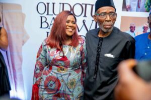 Actress Joke Silva and the celebrant, Olu Jacobs on the red carpet