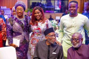 Erelu Bisi Fayemi, Joke Silva, Gbenga Jacobs with the celebrant