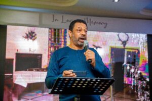 Olaokun Soyinka speaking at the event