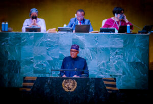 President Buhari delivers Nigeria's National Statement at the 77th United Nations General Assembly in New York on 21st Sep 2022