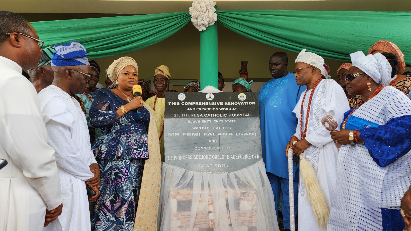 Princess Orelope-Adefulire speaking during the commissioning of the rehabilitated hospital in Ilawe Ekiti