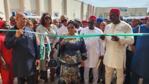Princess Orelope-Adefulire commissioning the critical interventions by OSSAP-SDGs at the Nnamdi Azikwe University Teaching Hospital,