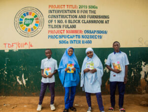 Pupils at a school rehabilitated by OSSAP -SDGs