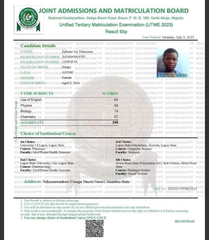 JAMB Ejikeme’s result fake, we stopped issuing Notification of Results