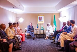President Bola Tinubu of Nigeria, right of centre with the South African President, Cyril Ramaphosa in New York