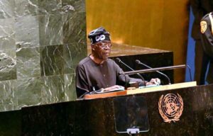 President Tinubu delivering his speech at the UN General Assembly