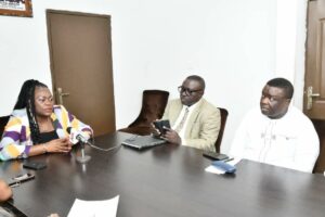 The NTA South-South Zonal Director Mrs Evelyn Nwosu,Port Harcourt with Pius Ughakpoteni, Director Corporate Affairs,NDDC and officers of the Commission.