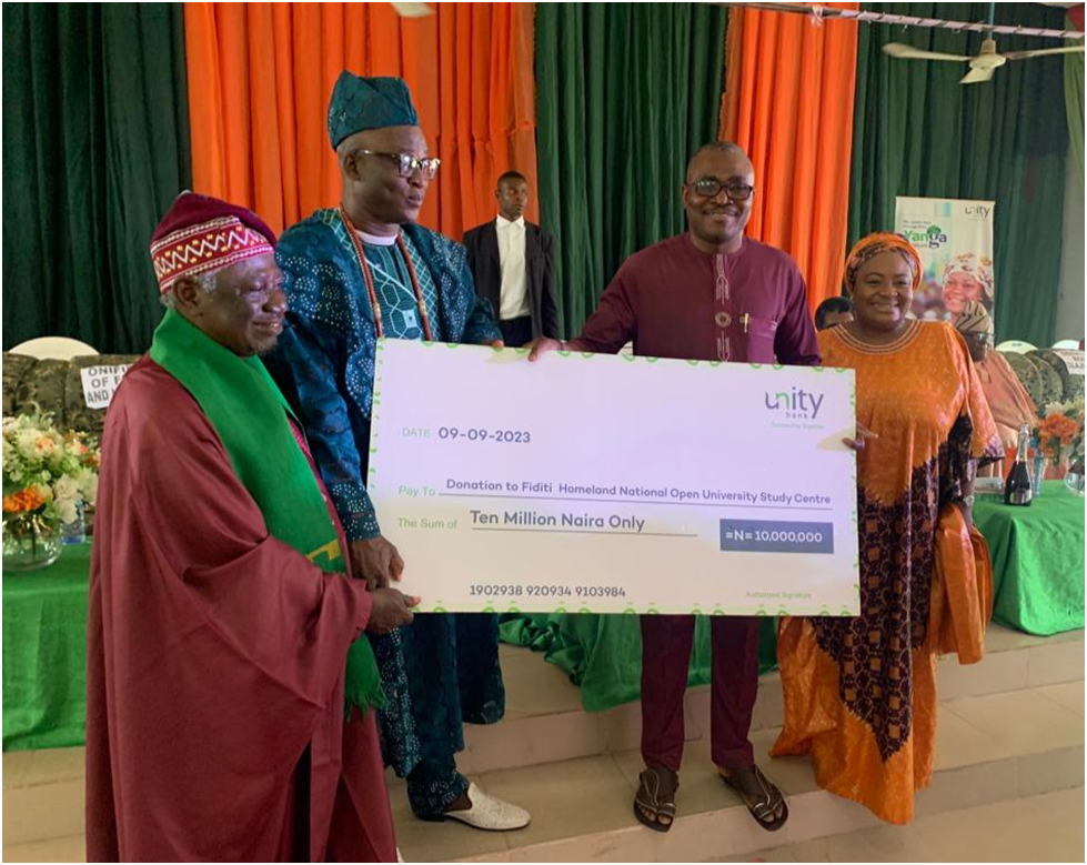 Unity Bank Donates N10 Million to Fiditi National Open University - - Vimarsana News