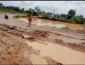 The bad state of Onitsha-Atani-Ossomalla-Ogwuikpele-Ndoni Road project, in Ogbaru Local Government Area of Anambra state