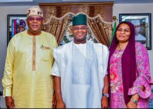 Governor Bello, centre, Hon Faleke, left and another guest