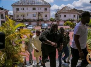 Asari Dokubo,other Ex-Niger Delta Agitators and Stakeholders arriving the Okochiri Palace of King Michael Ateke Tom,at the Okochiri kingdom of Okrika Local Government Area.