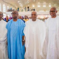 Gov Oyebanji, second right and former Governors Fayemi, left; Adebayo, second left; and Fayose, extreme right