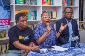 Oyeshola Oloyede, Team Lead, Ake Arts and Books Festival, Lola Shoneyin, Convener, Ake Arts and Books Festival and Mr Maurice Igugu, Chief Marketing Officer, Sterling Bank
