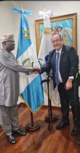 Ambassador Adejare Bello, in a farewell visit to the president of Guatemala as he rounds up his national assignment in Mexico