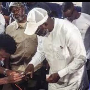 George Weah casting his vote