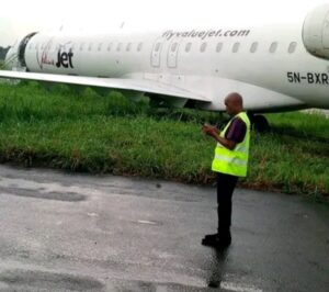ValueJet Airplane that skidded off runway at the Port Harcourt International Airport today, Tuesday November 14