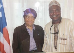 Former Liberian President, Jonson-Sirleaf and Abubakar Hashim in Monrovia