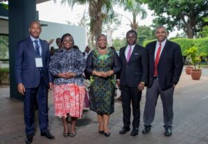 L-R: Albert Nsengiyumva. Executive Secretary, Association for the Development of Education in Africa (ADEA), Olapeju Ibekwe, CEO, Sterling One Foundation, Obiageli Ezekwesili, Former Minister of Education, Nigeria and Founder, Human Capital Africa, John Ntim Fordjour, Deputy Minister of Education, Ghana and Dr. Benjamin Piper, Director of Global Education, Bill and Melinda Gates Foundation at the 2023 High Level Policy Dialogue on Foundational Learning in Zambia recently