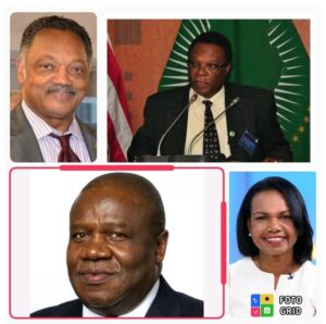 From top left: Jesse Jackson, John Kayode Shinkaye, Condoleezza Rice and Jeremiah Mamabolo
