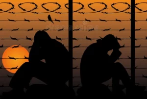 Silhouettes of prisoners