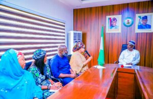 Governor Abdullahi A. Sule in Lafia receiving the Senior Special Assistant to the President on Schools Feeding, Dr. Yetunde Adeniji in Laffia