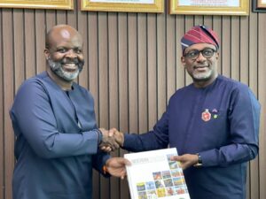 L-R: CEO, Heritage Energy Operational Services Ltd, Ado Oseragbaje and Executive Secretary, Nigerian Content Development and Monitoring Board (NCDMB), Engr. Simbi Kesiye Wabote at the courtesy visit by the CEO, HEOSL to the Abuja Liaison Office, NCDMB.