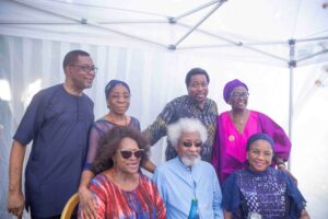 Dr Olu Agunloye, Prof Omofolabo Ajayi Soyinka, Ilemakin Soyinka, Mrs Folasade Ogunbiyi, Mrs Yemisi Ransome Kuti, Prof Wole Soyinka and Mrs Folake Soyinka