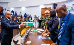 Governor Dapo Abiodun, presenting the N703.03billion Budget Proposal for 2024 to the state House of Assembly