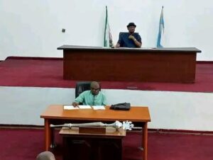 Martin Amaewhule presiding over the Rivers Assembly today Wednesday December 6 amidst heavy security.