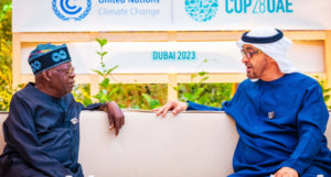 President Tinubu, left, in Dubai for COP 28