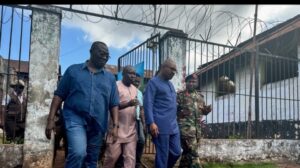 Vice President Juldeh Jalloh on official visit to the Pademba Correctional Centre, where 95% of inmates escaped