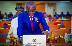 Governor of Lagos State, Mr. Babajide Sanwo-Olu presenting the Y2024 Budget Estimates to the State House of Assembly, at the Assembly complex, Alausa, Ikeja, on Wednesday, 13 December 2023