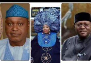 From left: Gov Otebanji , Nike Okundaye,l and Engineer Yemisi Shyllon