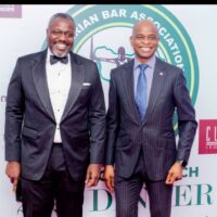 Polaris Bank CEO, Adekunle Sonola (right) with the Chairman of the NBA Lagos Dinner Committee, Adeleke Alex-Adedipe during the branch Annual Law Dinner event which held in Lagos at the weekend
