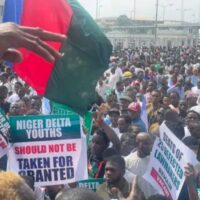 Members of the Rivers Organized Labour staging a solidarity peace walk to Governor Siminalayi Fubara.