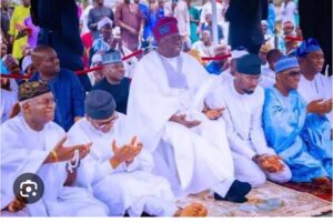 President Bola Tinubu and others during the Jumat seevice