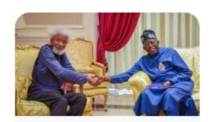 Prof Soyinka, left, and Tinubu