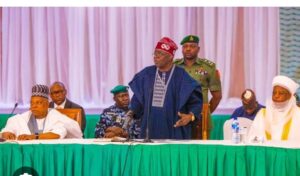 President Tinubu during his meeting in Lagos with traditional rulers, others