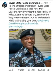 Trending alleged online post from the Rivers Police Command