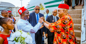 VP Ibrahim Shettima and Governor Charles Soludo during the VP's visit to Anambra State