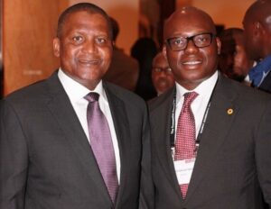 Aliko Dangote, left, and Wale Tinubu