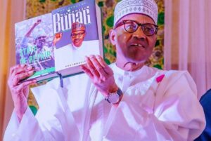 Former President Muhammadu Buhari at the public presentation of the books